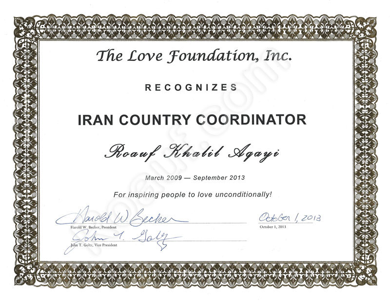 Iran country coordinator of the American humanitarian organization of The Love Foundation