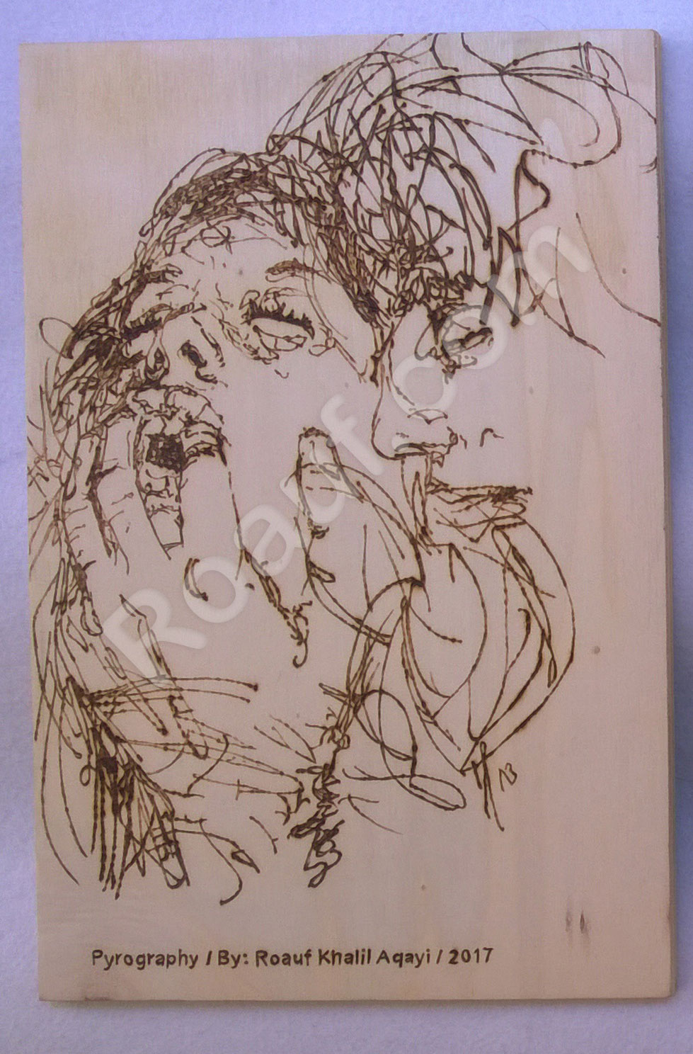 Pyrography Panel of Love Making