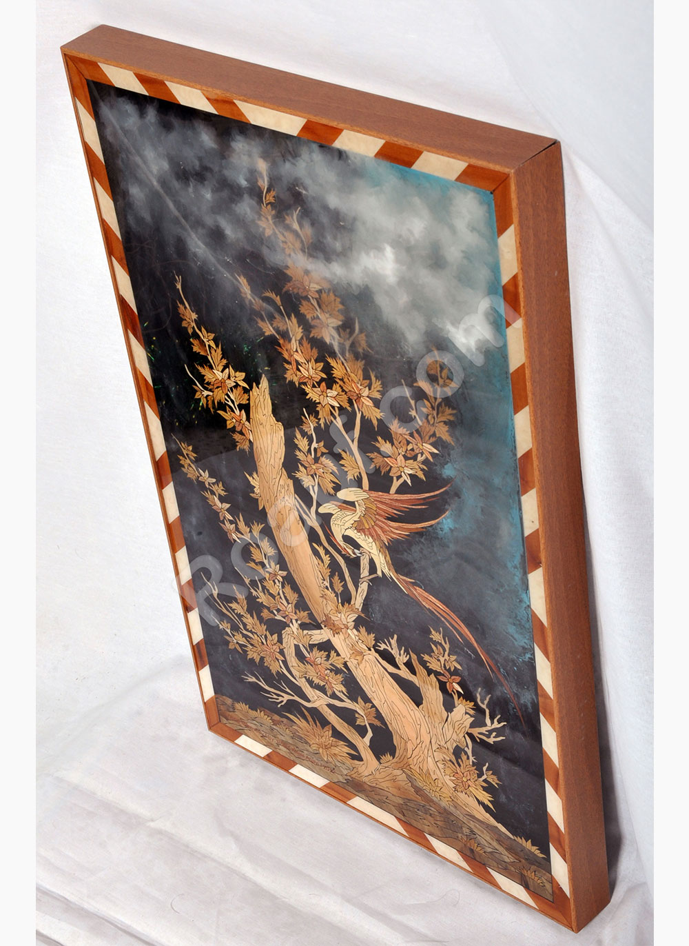 Wood Inlay, Wood Marquetry Panel of Phoenix