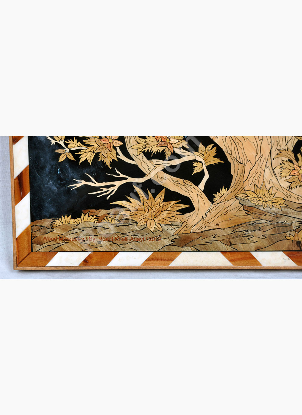 Wood Inlay, Wood Marquetry Panel of Phoenix