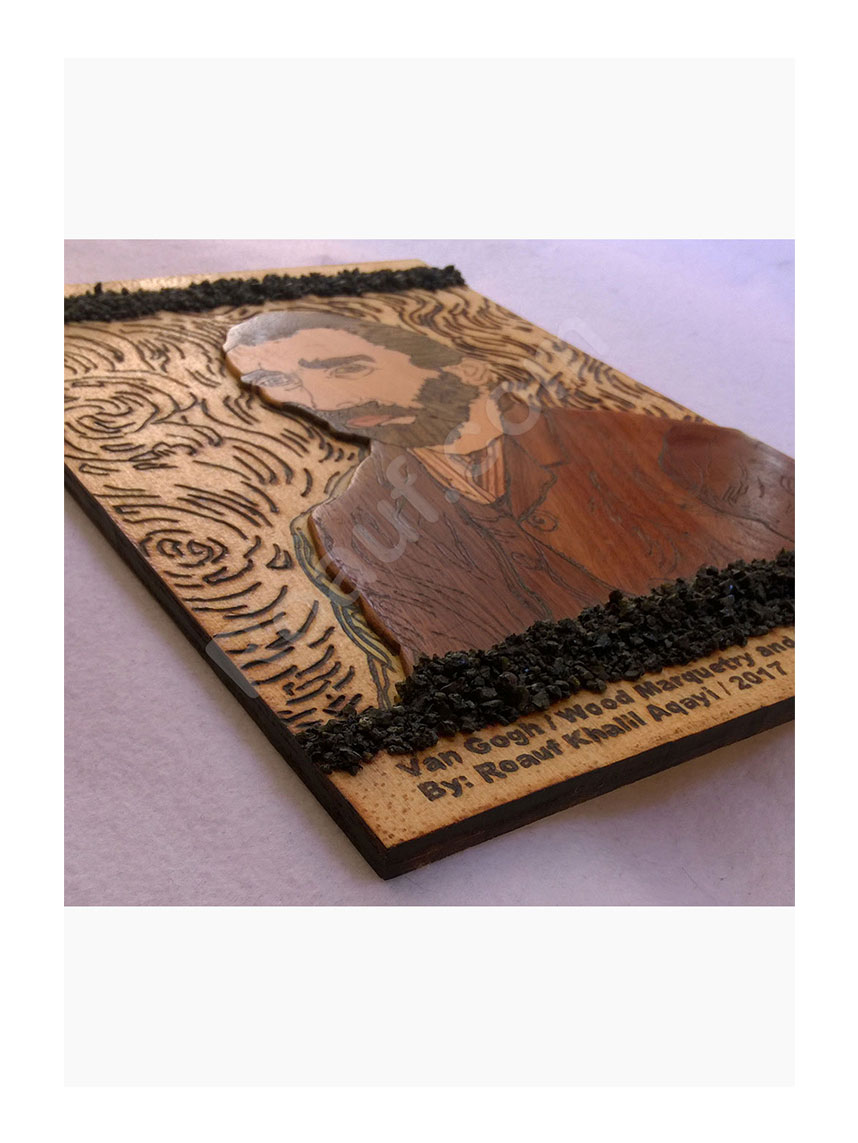 Wood Inlay / Wood Marquetry and
Pyrography Panel of Van Gogh