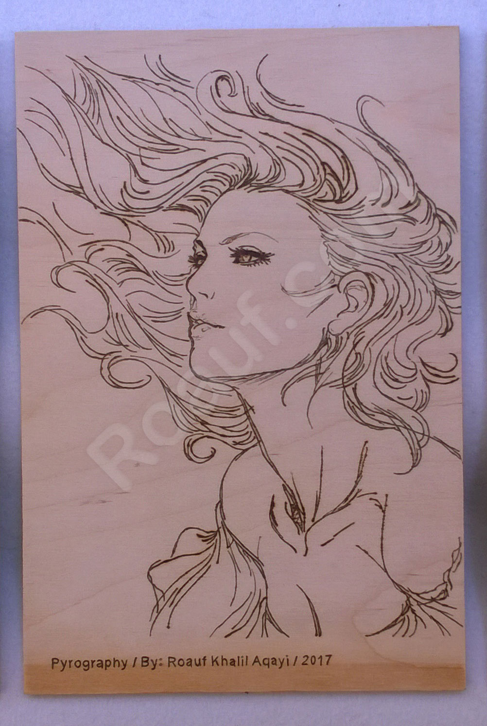 Pyrography Panel of a Woman